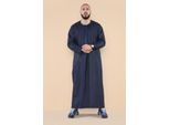 Mens Navy Thobe Jubba Saoedi-Islamitische Arabische Eid Emirati Kaftan Jubbah Tassel Robe