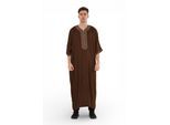 Heren Ramadan Donkerbruin Marokkaanse Thobe Robe Djellaba Gandoura Eid Jubba- HM67
