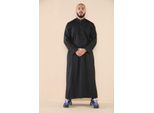 Herren Schwarz Thobe Jubba Saudi Islamisch Arabisch Eid Baumwolle Kaftan Jubbah Umrah Robe