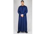 Marineblauwe Thobe Emirati Islamitische Jubba Robe Eid Tassel Regular Fit voor heren