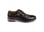 Justin Reess Herren-Brogue-Schuhe aus schwarzem Leder mit Blumenmuster - Ross