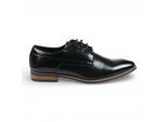 Schwarze, klassische Derby-Brogue-Schnürschuhe für Herren mit schlichter Zehenpartie