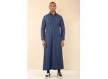 Heren blauwe Thobe Arabische Saoedi-Emiratische islamitische kleding Jubba gewaad