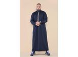 Mens Navy Thobe Jubba Emirati Islamitische Arabische Eid Borduur Kaftan Jubbah Robe