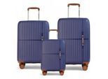 Harde schaal marineblauwe sterke koffer met 8 wielen, handbagage, vakantiekoffer