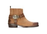 Herren-Cowboy-Stiefeletten aus Leder, braun-braun, Biker-Western-Jagdstiefel mit quadratischer Zehenpartie