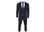 Heren Navy Geruit 3-delig Pak Slim Fit