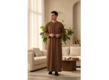 Mens bruin Eid Marokkaanse Thobe gewaad Djellaba Ramadan Eid Jubba LFS-HM10