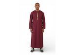 Heren Ramadan Bordeaux Rood Marokkaanse Thobe Robe Emirati Eid Jubba- TT-003