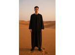 Heren zwarte Eid Marokkaanse Jubba Robe Djellaba Ramadan Eid Thobe LFS-HM11