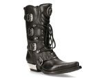 New Rock zwart lederen cowboylaarzen met gesp - M-7993-S1
