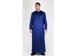 Marineblauwe Thobe-robe voor heren, satijn, Emirati islamitische Jubba Eid, slim fit