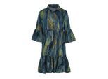 Azure Viscose Jurk met Verenprint