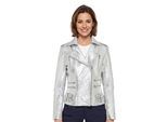 Dames leren zilveren Brando bikerjack - Constantia