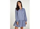 Denim stijl geborduurde jurk met knopen