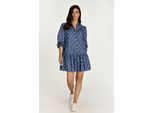 Indigo bloemenjurk met knopen