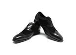 Herrenschuh mit klassischer Ziernaht Businessschuh Glattleder Halbschuh Schwarz