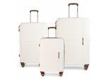Harde witte, sterke koffer met 8 wielen, handbagage, vakantiekoffer