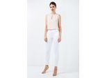 Lange, taillierte Gabardine-Hose in Weiß