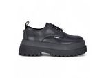 Buffalo Damen-Derbyschuhe, schwarz, mit Schnürung und Plateau – Pluto
