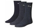 Puma Unisex Sportsokken voor volwassenen (set van 3 stuks) (Marine)