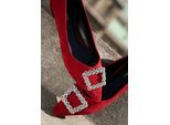 Wittchen Damen-Ballerinas aus rotem Wildleder mit Schnalle