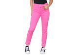M&Co Damen-Mom-Jeans mit hohem Bund und schmal zulaufendem, geradem Bein in Rosa