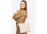 Wittchen Dames crossbody tas met decoratieve strikken, crème, eco-leer