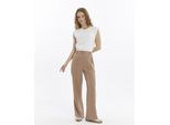 Dames Dubbel Crêpe Grassteek Detailed Zak Palazzo-broek Nerts