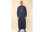 Heren blauwe Thobe Arabische Saoedi-Emiratische islamitische kleding Jubba gewaad