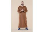 Mens bruin Jubba Saoedi-Islamitische Arabische Eid Emirati Kaftan Jubbah kwast gewaad