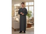 Heren grijze Eid Marokkaanse Jubba Robe Djellaba Ramadan Eid Thobe LFS-HM11