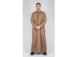 Bruine Thobe Emirati islamitische Jubba-jas voor heren, Eid-kwast, slim fit