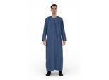 Heren Eid blauwe Marokkaanse Thobe gewaad Djellaba Ramadan Eid Jubba-HM10
