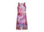 Mouwloze A-lijnjurk voor dames – abstracte veelkleurige print, gevoerd katoen met een bovenlaag van transparant nylon