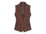 Dames roestbruin visgraat wollen tweed gilet met ruitjesmotief