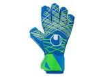 Torwarthandschuhe UHLSPORT "Torwarthandschuhe AQUASOFT", Herren, Gr. 10, blau (pacific blau, fluo grün, weiß), Obermaterial: 41% Polyester PES. 40% Gummi rubber. 8% Nylon NY. 7% Polyurethan PU. 4% Acetat CA., Handschuhe Torwarthandschuhe