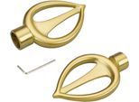 Gardinenstangen-Endstück LIEDECO "Flamme", gold (goldfarben, matt), H:5,8cm L:9,4cm Ø:1,6cm, Gardinenstangenendstücke, Gardinenstangen-Endstück, für Gardinenstangen Ø 16 mm