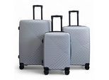 Harde zilveren koffer, robuuste 8-wiel bagage, handbagagetas