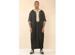 Heren zwart goud Marokkaanse Thobe Djellaba Jubba Robe Eid