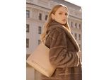 Wittchen Dames handtas met reliëflogo, beige, eco-leer