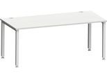 Schreibtisch MODENA FLEX, Rechteck, 4-Fuß Quadratrohr, B 1800 x T 800 x H 720-820 mm, lichtgrau/weißaluminium