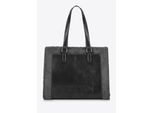 Wittchen Dames eco-leren shopper met bontafwerking, grijs
