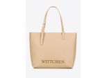Wittchen Dames shopper met reliëflogo, beige, eco-leer