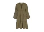 Khaki jurk met geplooide naden