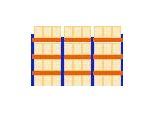 Schulte Palettenregal, Grundregal, B 8444 x T 1100 x H 3000 mm, 4 Ebenen, Palettengewicht bis 500 kg, Feldlast 6630 kg, blau/orange