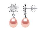 Ohrringe Dangle Süßwasserperlen 7-8 mm Birnen Rosen Schmuck 925