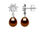 Ohrringe Hängeohrringe Süßwasserperlen 7-8mm Schokoladenbirnen Schmuck 925