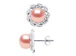 Ohrstecker FLOWER Perlen Süßwasser 8-9mm Buttons Rosen Schmuck 925