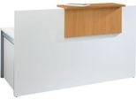 Empfangstheke Come-In, 1 Ablage, gerade, Breite 1600 mm, weiß/Buche-Dekor